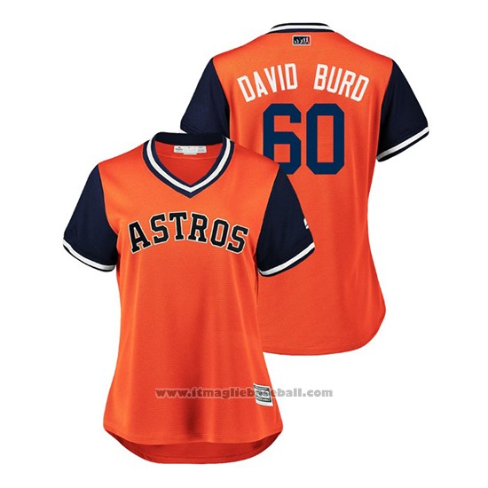 Maglia Baseball Donna Houston Astros Dallas Keuchel 2018 LLWS Players Weekend David Burd Orange